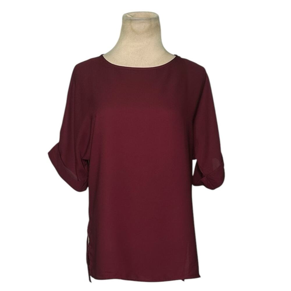 Asos burgundy red short sleeves tunic top size 4